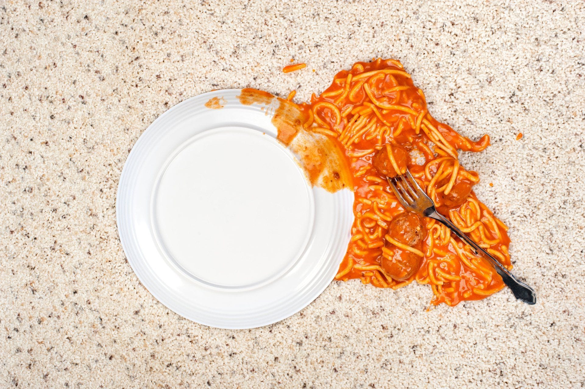 How to Remove Set-In Stains in Your Carpet 8 a plate of spaghetti spilled on carpet