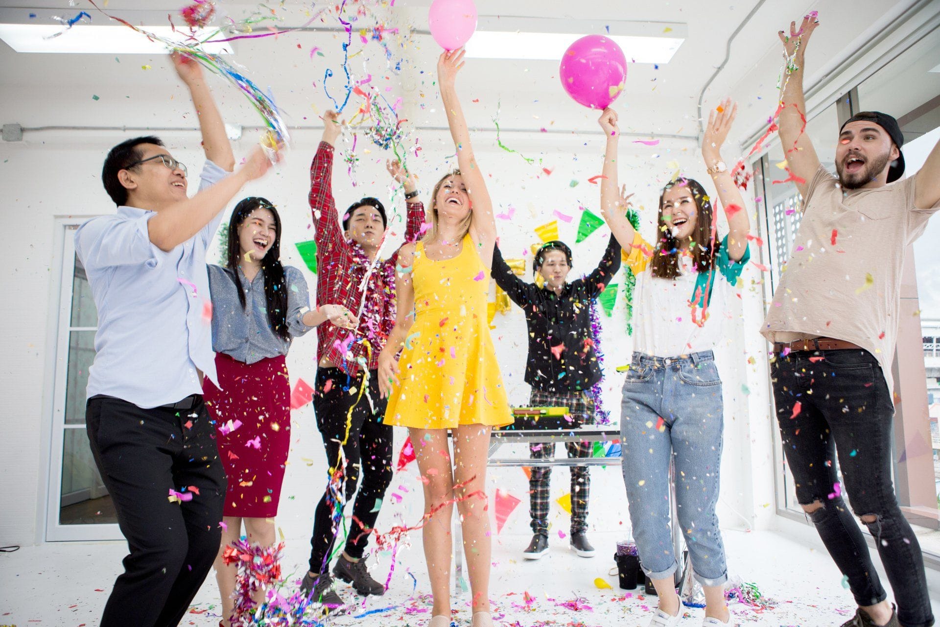 people celebrating at an office party