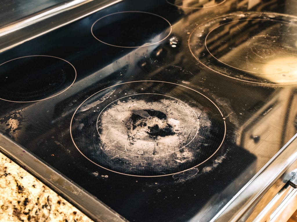 How to Clean a Glass Stovetop 3 Dirty and Damaged Induction Stove in Kitchen
