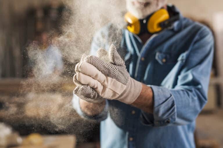 Close up of dusty gloves